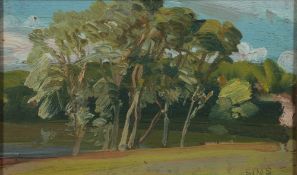 Charles Sims [1873-1928]-
Landscape, a study of trees:-
signed bottom right
oil on board
11 x 18.