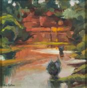 * Alan Cotton [b.1936] - 
River Otter near Colaton Raleigh:-
signed 
oil on board 
12.5 x 12.