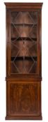 A 19th Century mahogany upright bookcase:, the upper part with a moulded cornice,