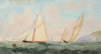 English School [19th Century]-
Yachts beating along a shore,