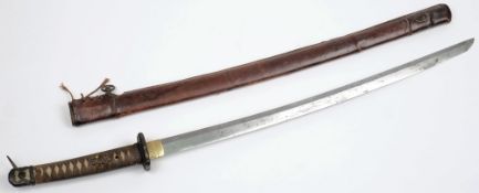 A Japanese WWII period Katana :, the 68 cm signed blade,