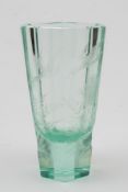 A Moser intaglio decorated vase: of swelling hexagonal form,