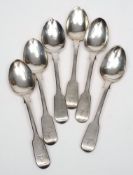 A set of five Victorian silver teaspoons, maker Henry Holland, London,