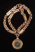A fancy link bracelet: composed of 19th century gold watch chain linking with attached compass