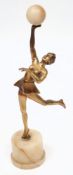 An Art Deco gilt bronze figure of a female dancer:,