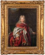 Circle of Hyacianthe Rigaud [1659-1743]-
Portrait of a Nobleman, 
standing three-quarter length,