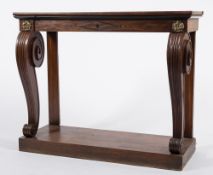 A Regency mahogany rectangular console table:,