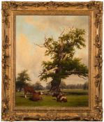 Thomas Baker of Leamington [1809-1869]-
Cattle grazing in parkland:-
signed and dated 1853 bottom