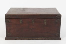 A late 18th/early 19th Century mahogany and brass bound rectangular chest:,