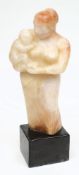 WITHDRAWN  LOT 706 FS28
A 20th century alabaster sculpture:, mother and child,