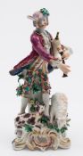 A Bow figure of a shepherd bagpiper: after the Meissen original,