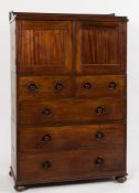A 19th Century mahogany Campaign press:, in three parts with a shaped,