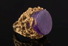 A large amethyst single-stone ring:,