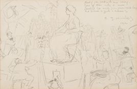 * Sir Alfred James Munnings [1878-1959] - 
A life drawing class:-
signed and dated 1912
a pencil