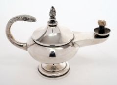A George V silver oil lamp, maker F J Ross & Sons, Chester, 1926: in the neoclassical style,