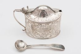 A George III silver mustard pot and cover, maker Peter & William Bateman, London, 1807: crested,