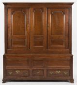 An 18th Century oak side cupboard:,