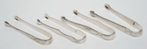 A pair of Georgian silver sugar tongs, maker G B: initialled,