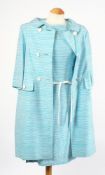 A Hartnell, turquoise maxi dress with matching overcoat together with a 'Diorling' navy blue coat,