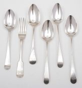 WITHDRAWN
A pair of George III provincial silver Old English table spoons, maker Dorothy Langlands,