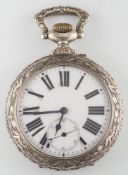 A silver plated large openface watch:,
