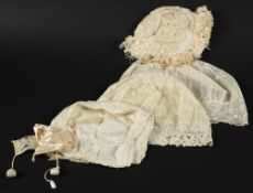 Four assorted 19th century silk and lace bonnets and bed caps:.