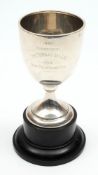 A George V silver trophy cup, maker Walker & Hall, Sheffield, 1933: inscribed, of plain form, 14,