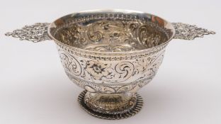 A Victorian silver twin handled pedestal bowl, maker Robert Harper, London,