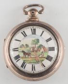 A 19th century silver pair cased pocket watch:,