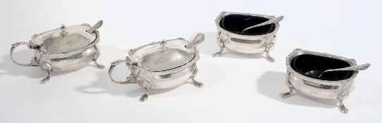 Four George VI silver condiments, maker J.W.B.