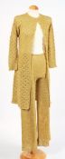 A Keith Oldfield design 'gold lame' trouser suit:.