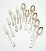 A set of six Victorian silver Old English pattern dessert spoons, maker George Maudsley Jackson,