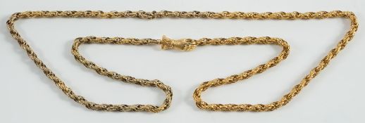 A 19th century-style necklace of beaded and matted linking with hand-shaped clasp:.