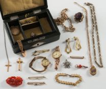 Jewellery and gold jewellery to include two gold curb-link bracelets,