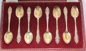 A set of eight Elizabeth II silver gilt teaspoons, maker HCD, Birmingham, 1963: 2.