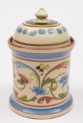 An Aller Vale (Torquay) commemorative pottery tobacco jar: of cylindrical form with matched domed