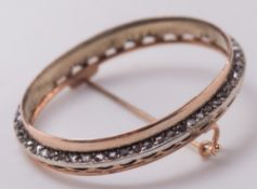 A rose diamond set, oval brooch frame:.