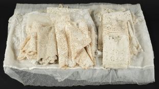 A collection of lace, machine lace and applied crochet and cutwork, edgings, borders and panels:.