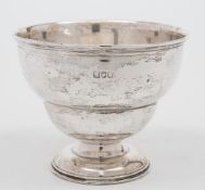 An Edward VII silver pedestal bowl, maker's mark worn, London, 1904: of plain circular form,