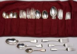 A matched service of fiddle pattern flatware:, various makers and dates, 60.
