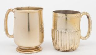 A George V silver gilt christening cup, maker LB.