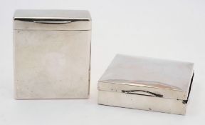 Two assorted silver cigarette boxes, various makers and dates: weighable silver 3.83ozs.