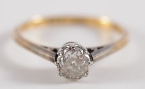 A diamond single stone ring: with circular old-cut diamond approximately 0.