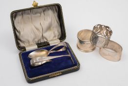 A George V silver two-piece christening set, maker G.