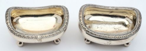 A pair of George III silver salts, maker CF possibly Charles Fox I, London, 1811: crested,