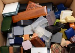 A large collection of antique and modern jewellery boxes of various colour and size:.