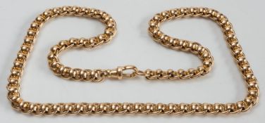A 9ct gold necklace: of heavy, circular links, 47gms gross weight.