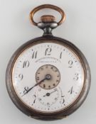 Ravenswood Watch Co. A gun-metal cased alarm pocket watch:.