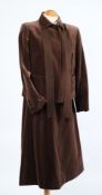 A Jaeger London brown two-piece lady's suit (size 10) together with a Claudine Paris mid-length