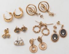 A pair of oval, pietra dura earrings,